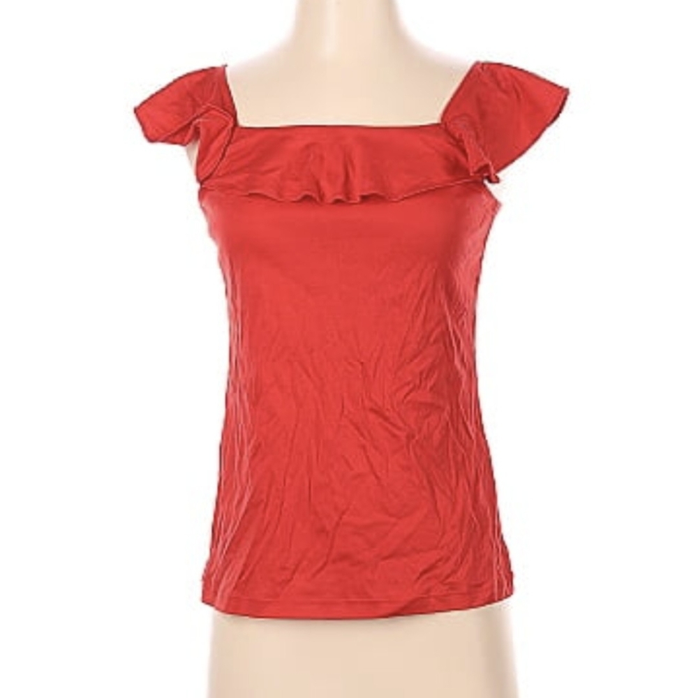 NEW🦞Ann Taylor flutter sleeve Tomato Red Shirt NWT - Size Small